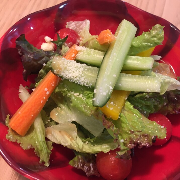 野菜もりもり！野菜スティックのせサラダ